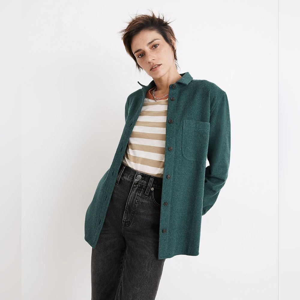 Madewell Dark Teal Button-Up Shirt Jacket